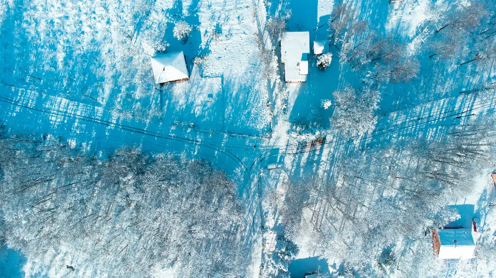 高清摄影 冬日 雪景 鸟瞰图 自然风光 宁静 冬日雪景鸟瞰图