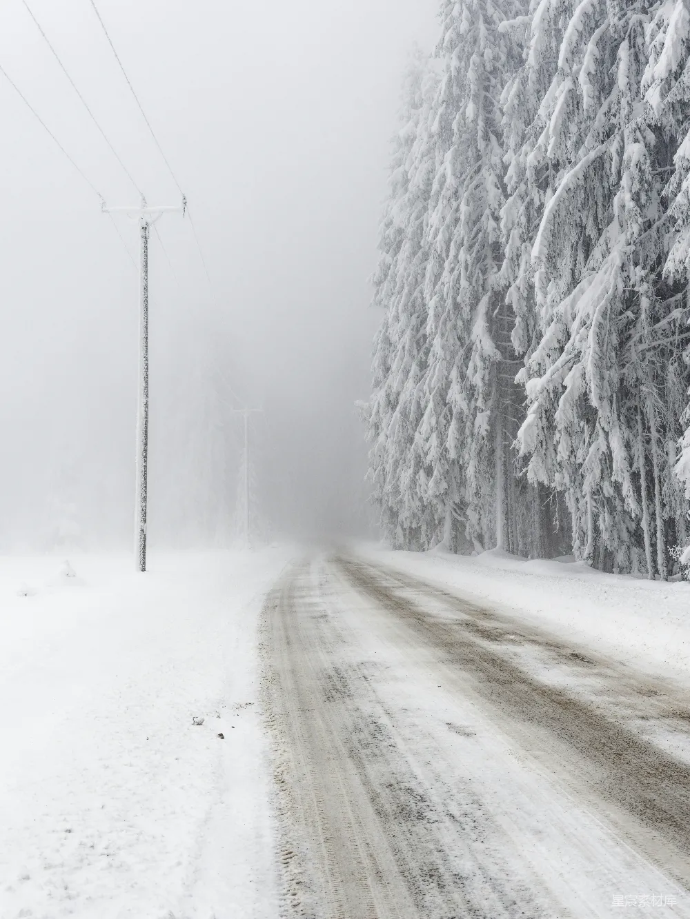 高清摄影 雪景 冬季 道路 自然 宁静 雪中的道路