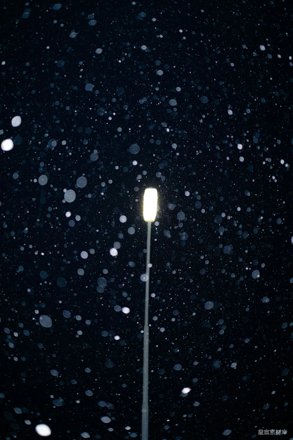 高清摄影 雪景 路灯 夜景 冬日 静谧 雪夜的路灯