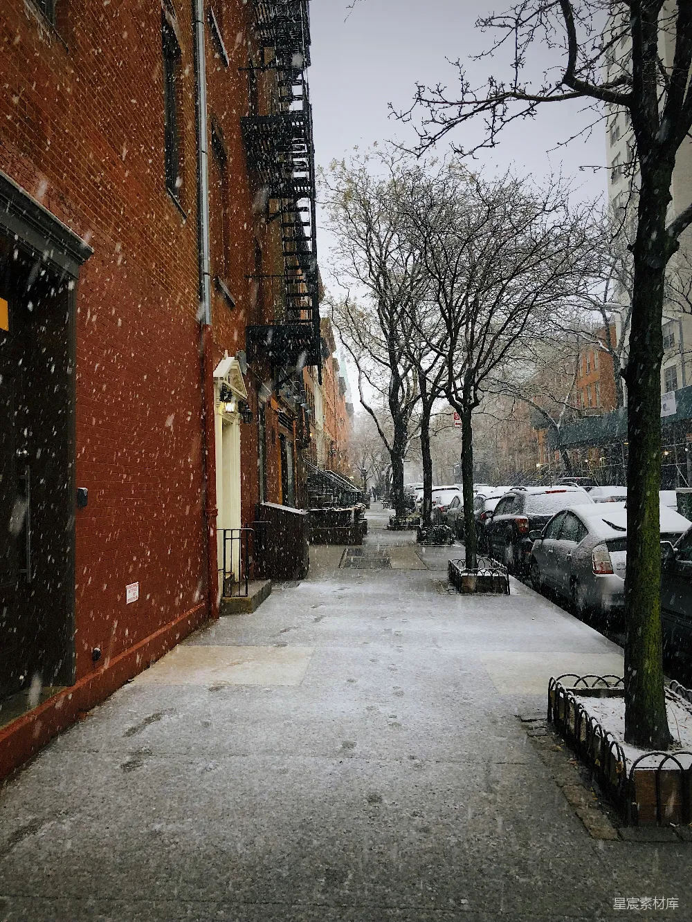 高清摄影 雪景 纽约 城市 冬季 街头 雪中的纽约街道