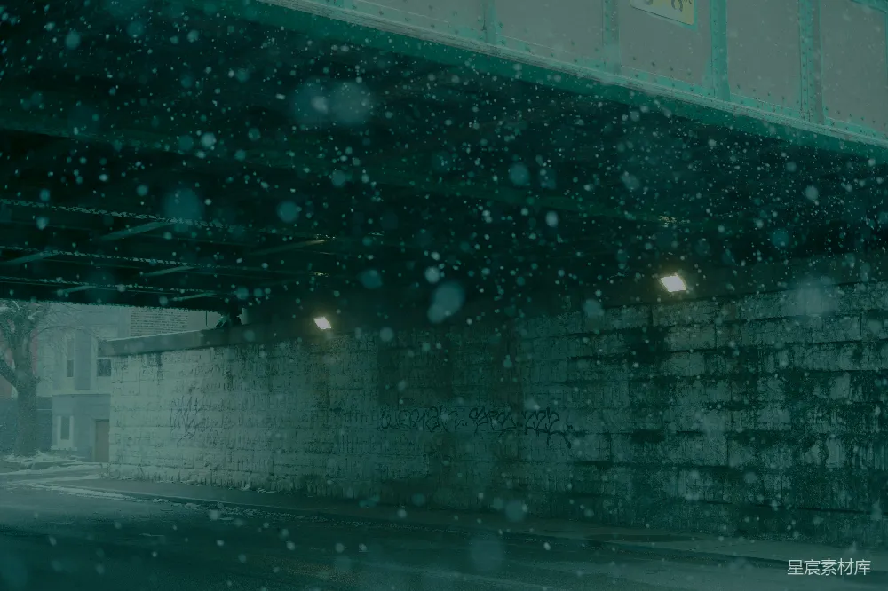 高清摄影 冬夜 桥下 雪景 城市 夜晚 冬夜桥下的雪景