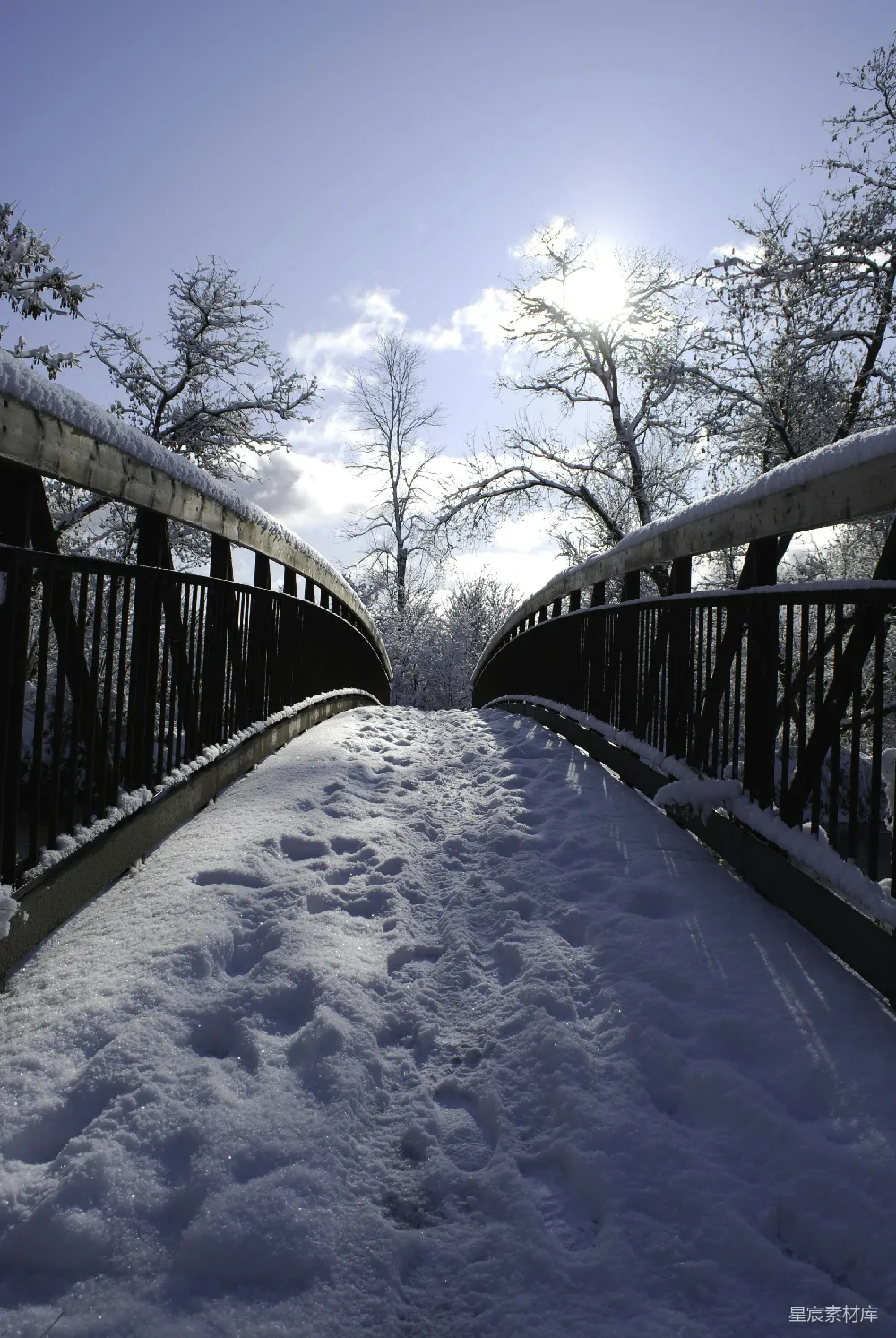 高清摄影 雪景 桥梁 冬季 自然风光 户外 雪景中的木桥