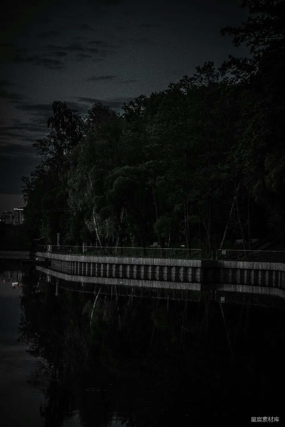 高清摄影 夜晚 湖畔 平静 自然 休闲 夜幕下的宁静湖岸