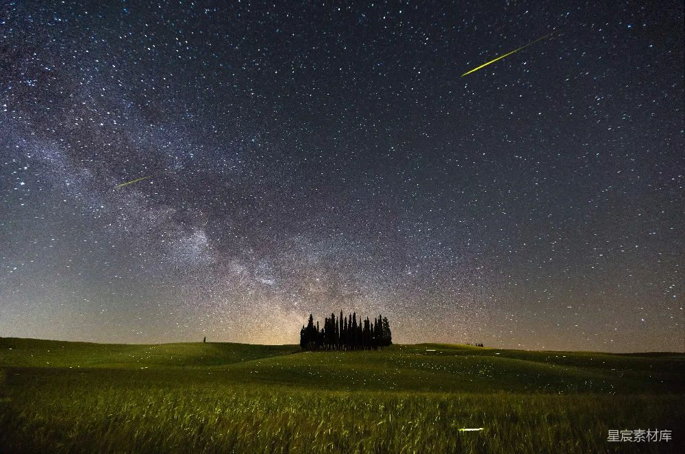 高清摄影 夜景 星空 乡村 静谧 自然 夜空下的孤独小树林