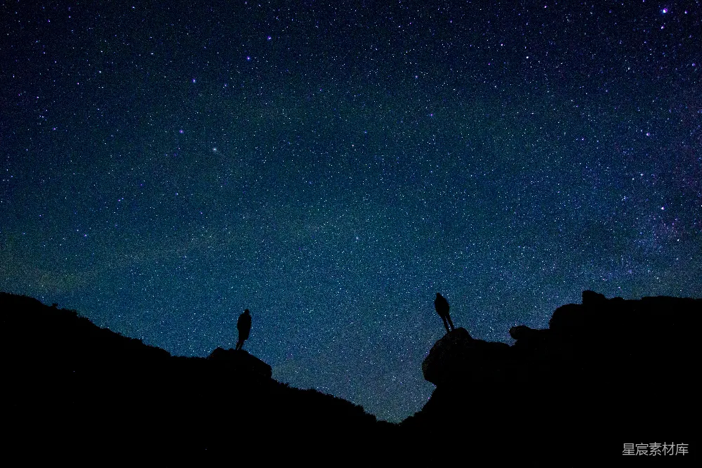 高清摄影 星空 剪影 夜景 自然 宁静 星空下的剪影