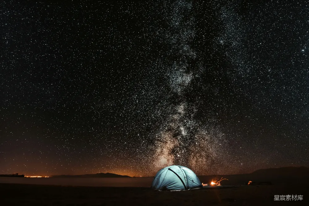 高清摄影 夜景 露营 银河 星空 户外 星空下的帐篷