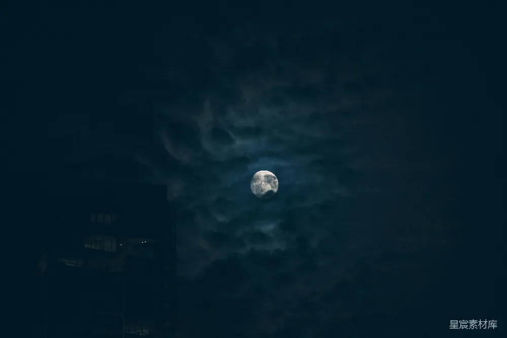 高清摄影 月亮 夜景 城市 自然 宁静 月夜下的城市剪影