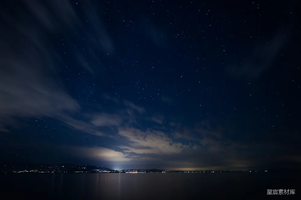 高清摄影 夜景 星空 宁静 自然 风景 夜空下的湖泊与星星
