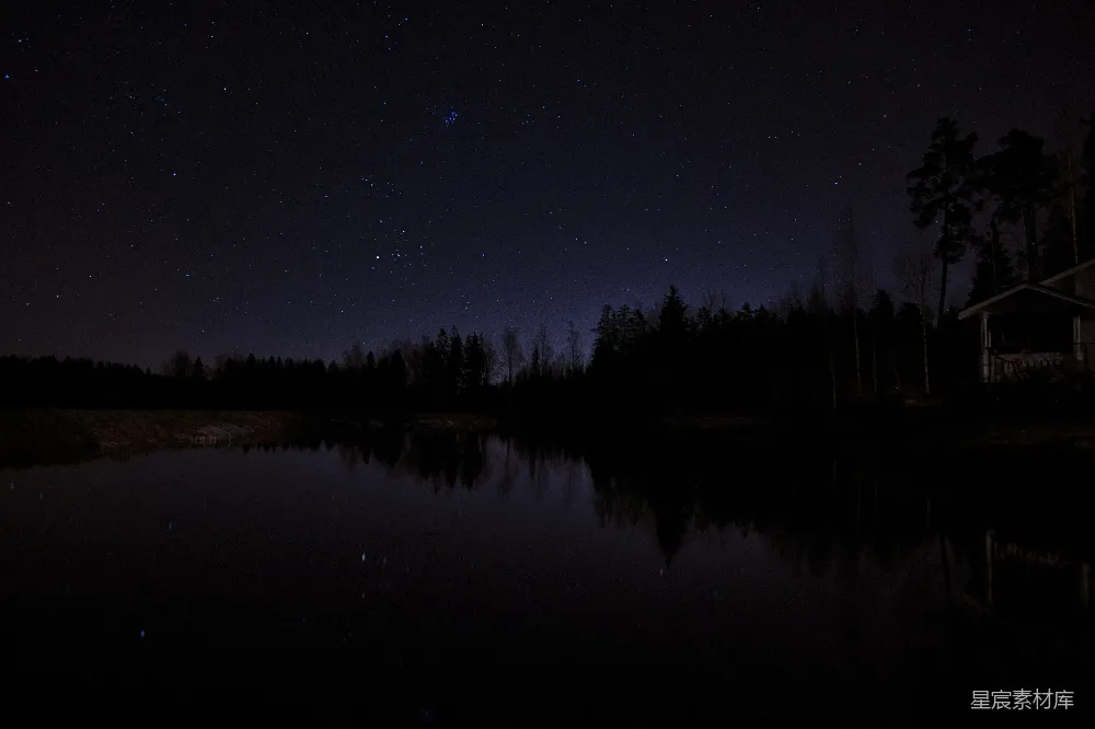 高清摄影 夜景 宁静 自然 星空 湖泊 夜空下的宁静湖泊