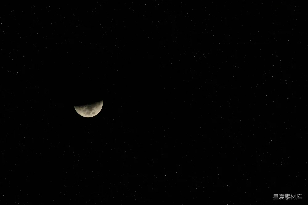 高清摄影 夜空 月亮 星星 宁静 自然 夜空中的新月