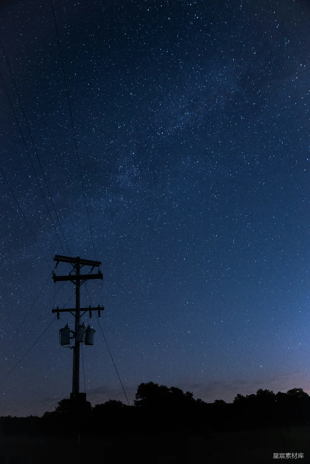 高清摄影 夜空 电杆 星星 宁静 自然 夜空下的电杆