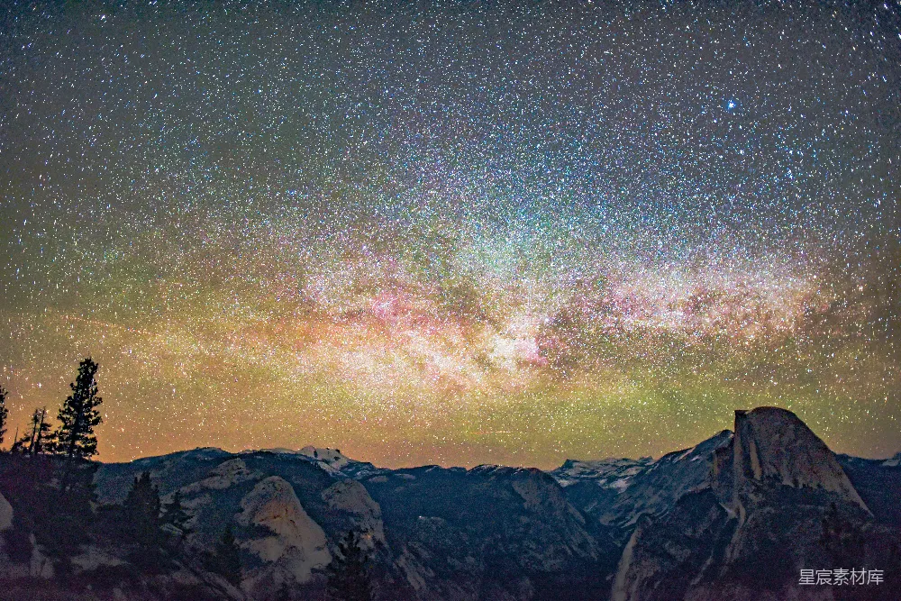 高清摄影 夜空 银河 山景 星空 自然 银河与山峰的壮丽夜景