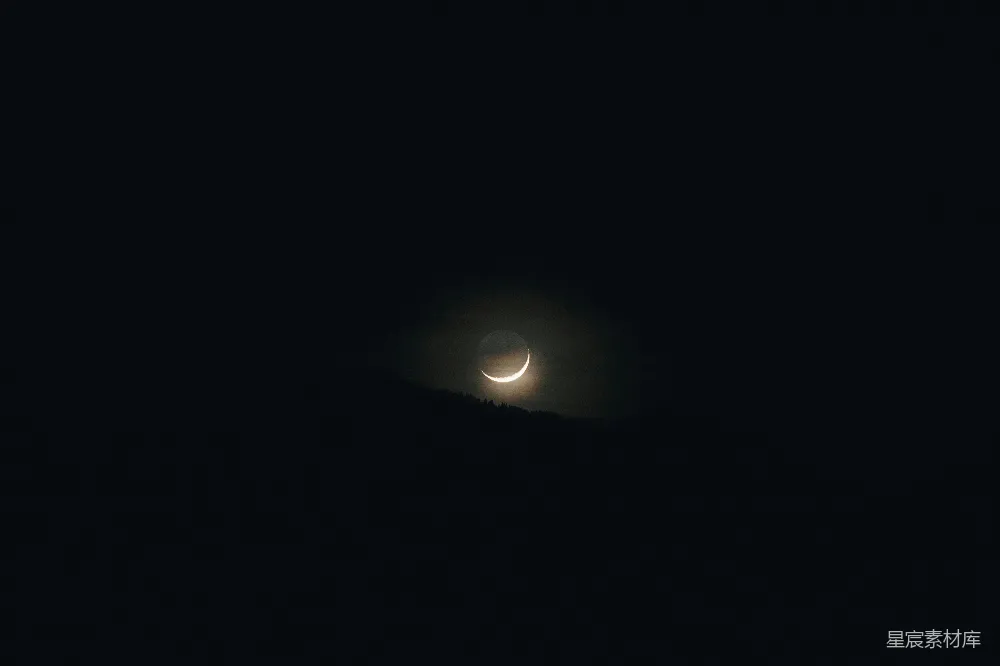 高清摄影 月亮 夜景 自然 宁静 星河 新月与夜空