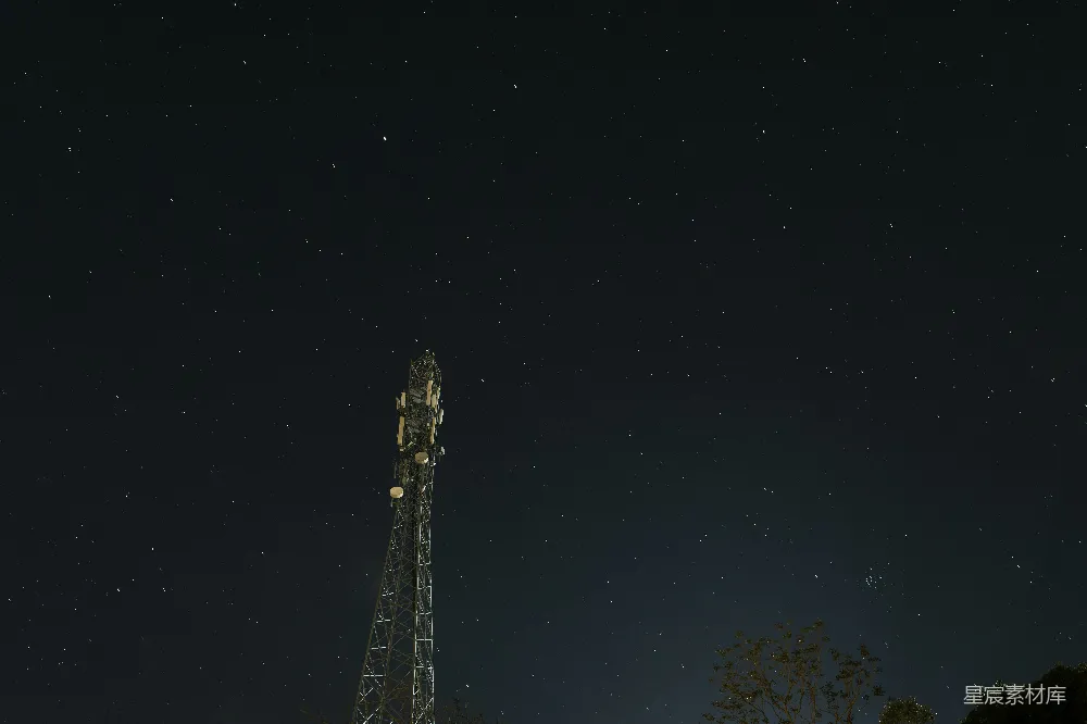 高清摄影 夜空 通信塔 星星 工业 自然 夜空下的通信塔