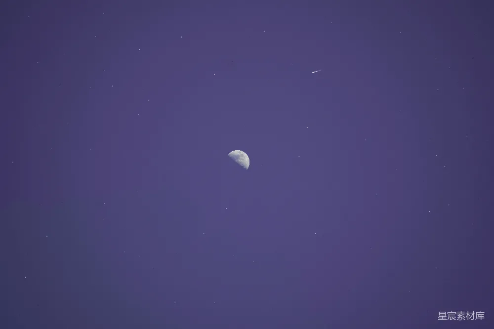 高清摄影 夜空 月亮 流星 星空 宁静 夜空中的月相与流星
