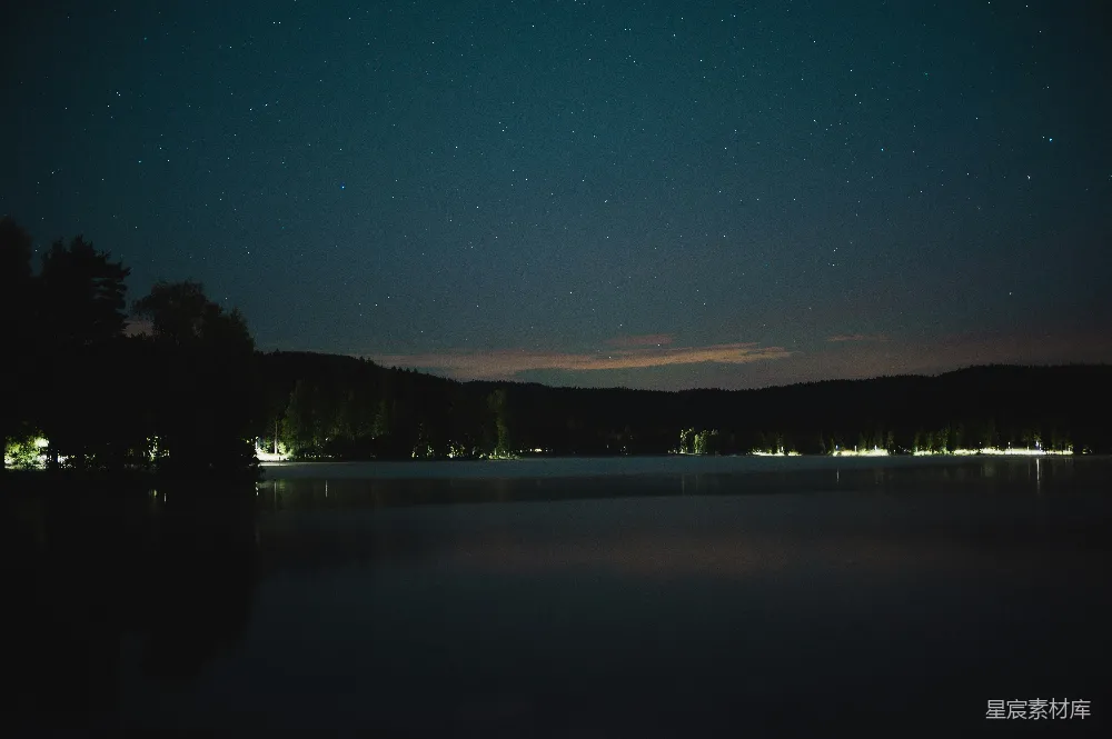 高清摄影 夜景 宁静 自然 湖泊 星空 静谧的夜晚湖景