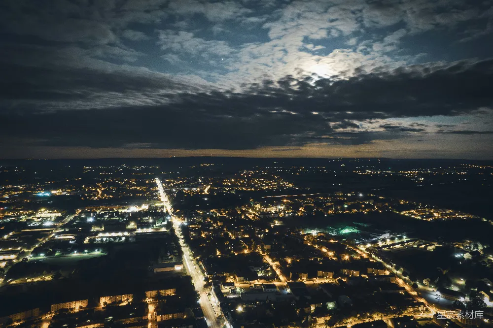 高清摄影 城市夜景 航拍 夜空 城市照明 城市建筑 夜幕下的城市风光