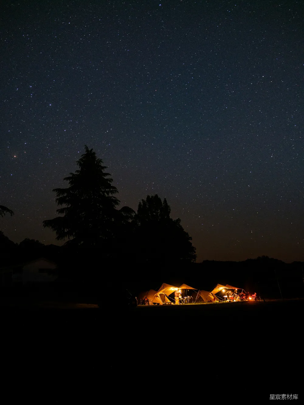 高清摄影 露营 星空 夜景 户外 自然 星夜下的露营
