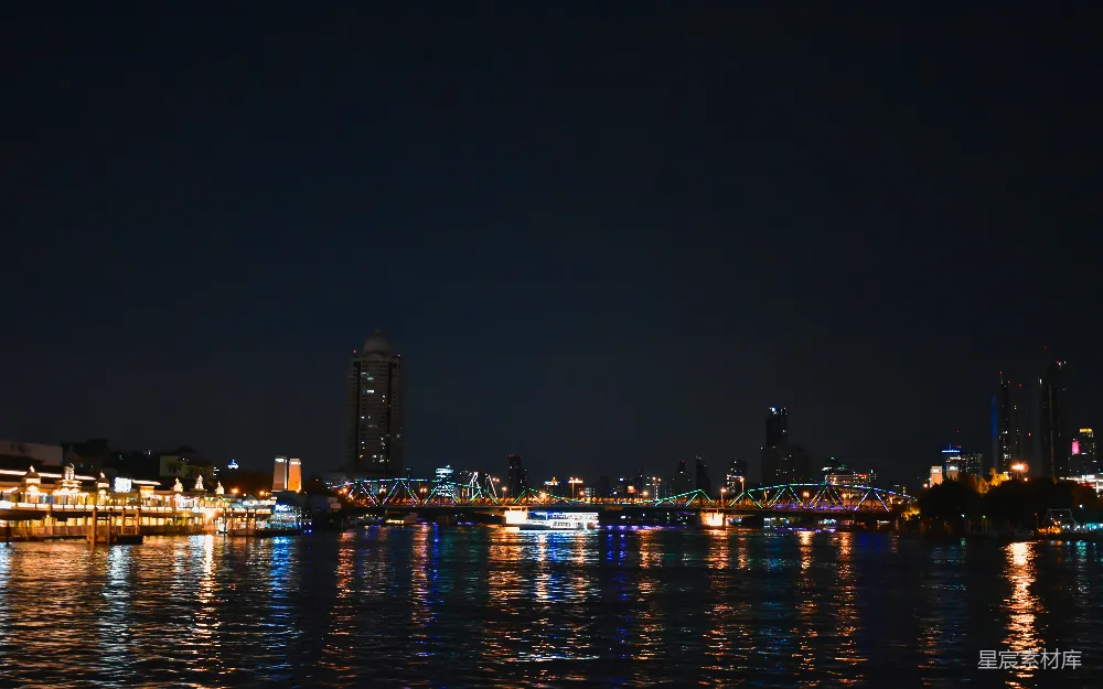 高清摄影 城市夜景 河景 桥梁 城市风光 都市夜色 夜幕下的城市天际线