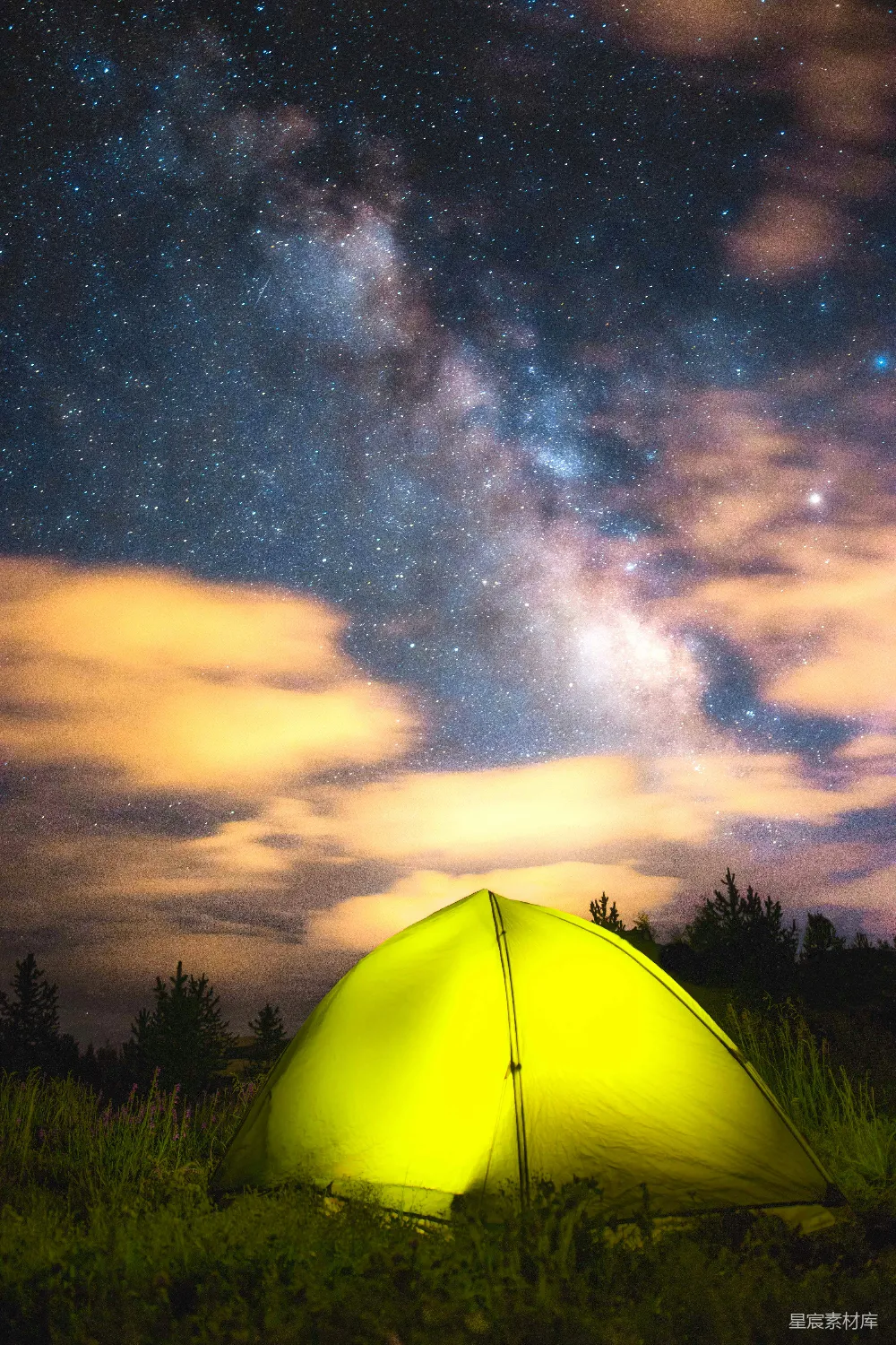 高清摄影 露营 自然 夜景 星空 户外 帐篷下的星空