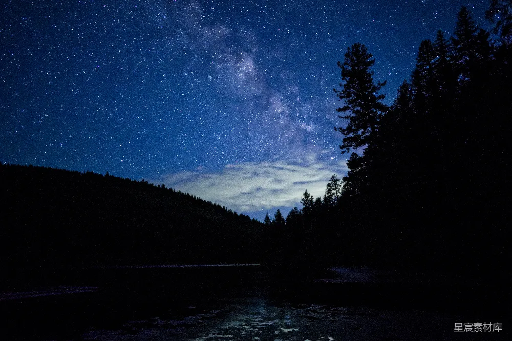 高清摄影 星空 宁静 自然 湖泊 夜景 星空下的静谧湖畔