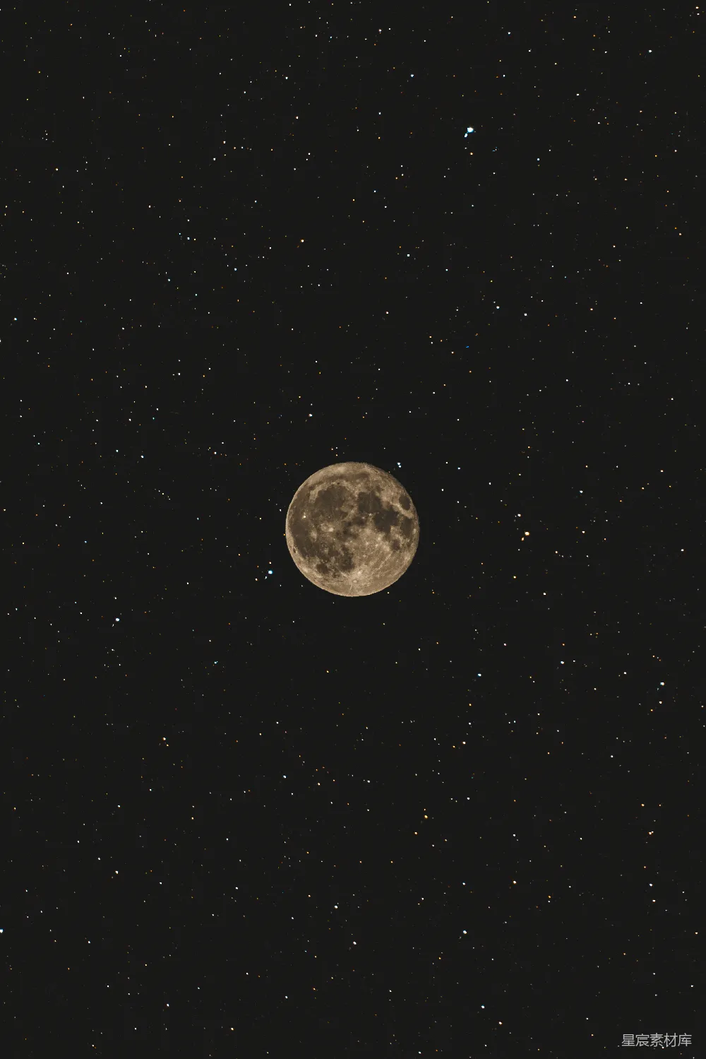高清摄影 夜空 满月 星星 宁静 自然 夜空下的满月