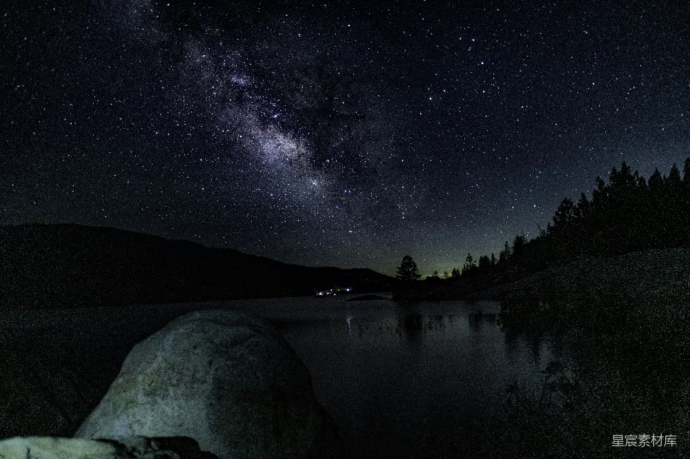 高清摄影 夜景 星空 自然 宁静 户外 湖畔星空
