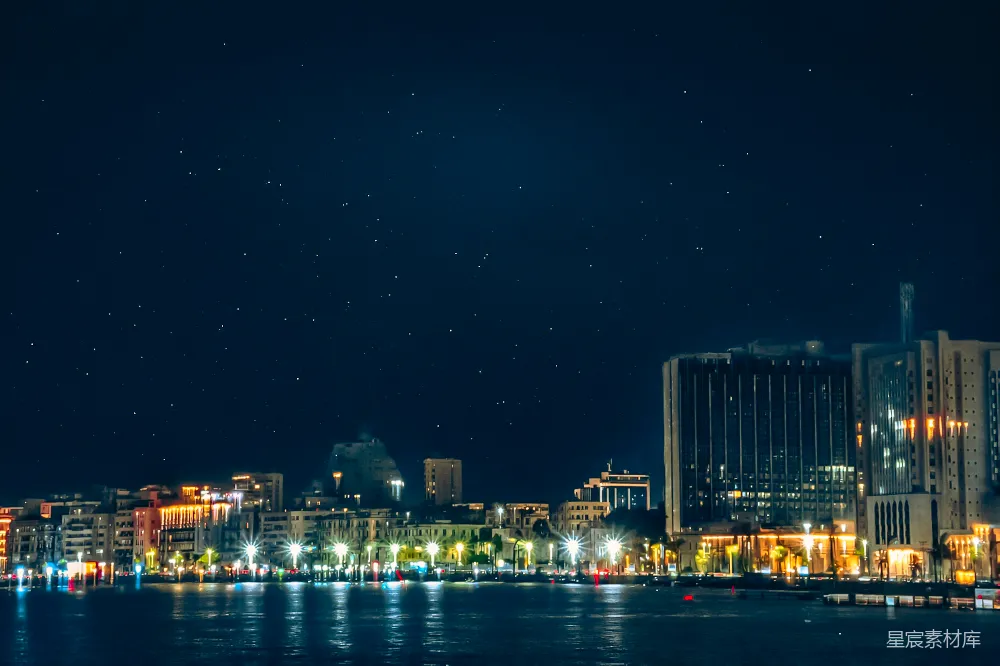 高清摄影 城市夜景 星空 城市风光 夜景 都市 夜幕下的城市与星空