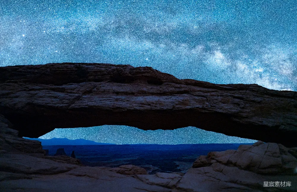 高清摄影 夜景 自然风光 星空 岩石 宁静 星空下的自然拱门