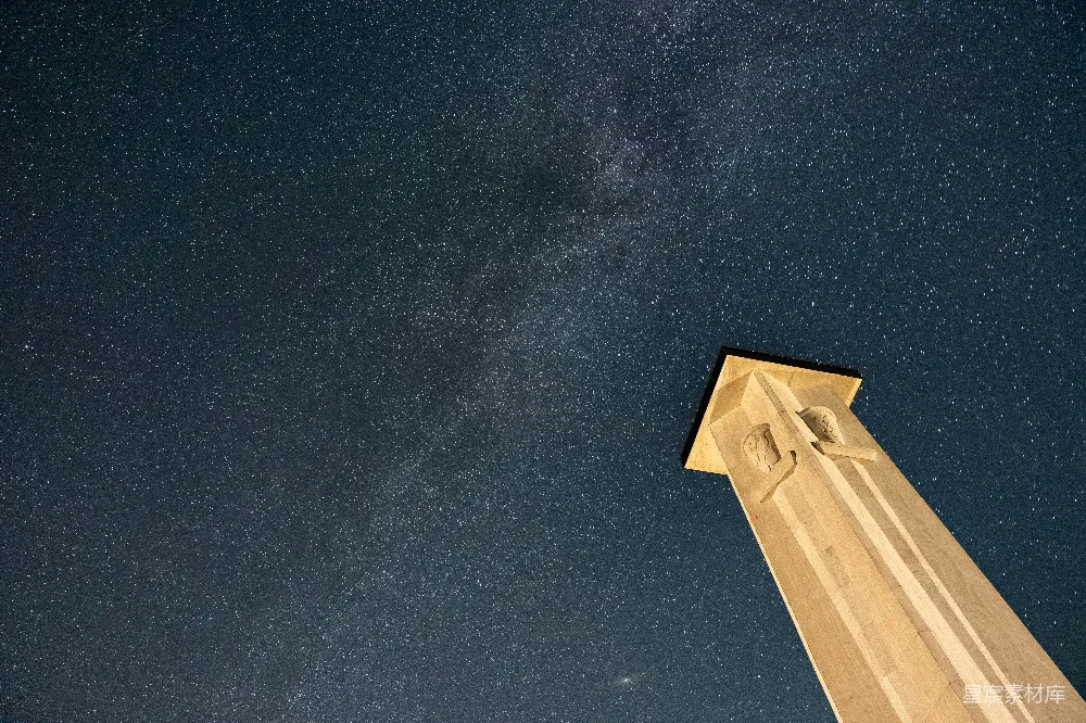 高清摄影 夜空 古塔 星空 宁静 历史 夜空中矗立的古塔