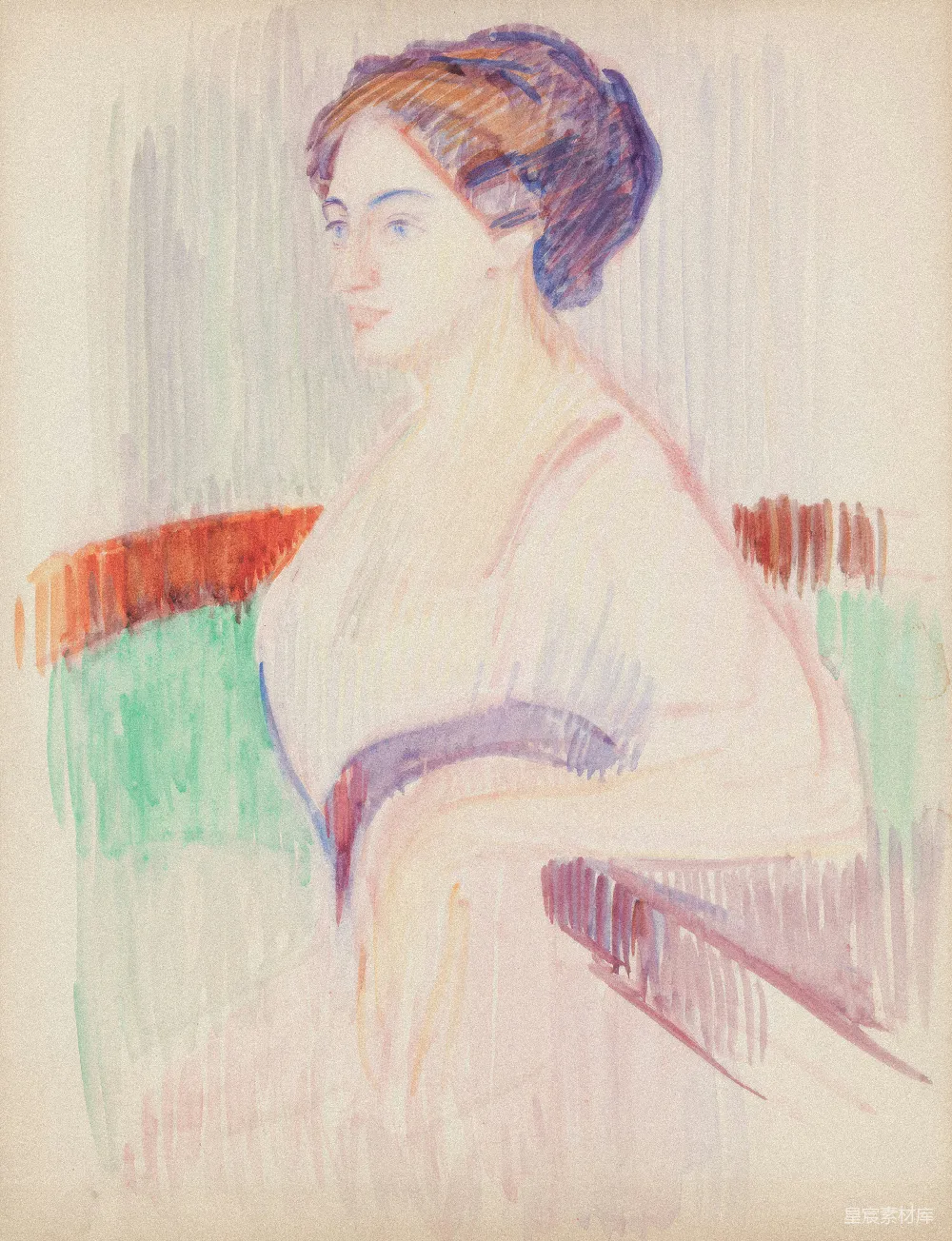 高清摄影 水彩画 肖像画 人物 艺术 女性 水彩画中的女性肖像