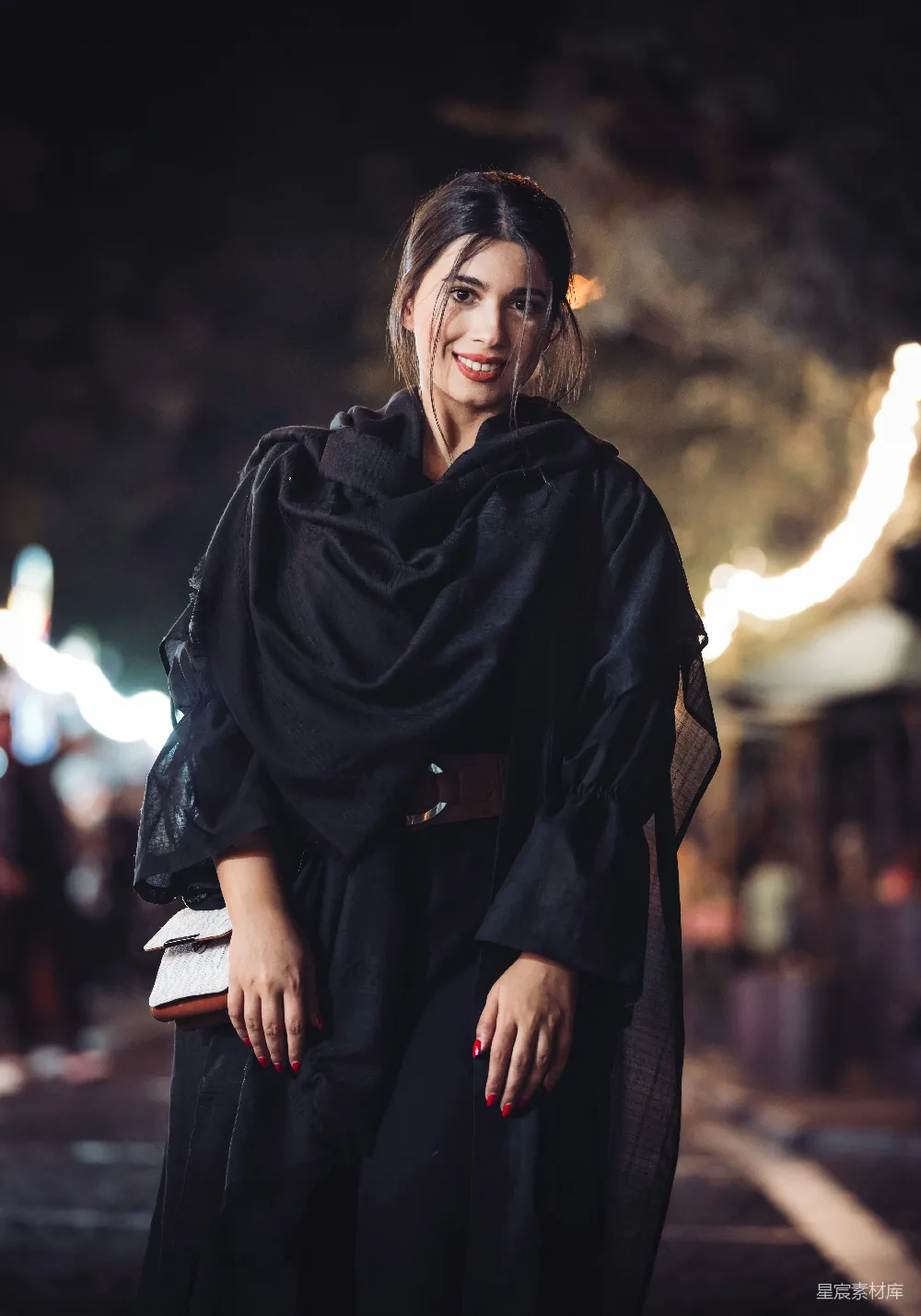 高清摄影 时尚 夜晚 街头摄影 女性 黑色 夜色中的时尚女性