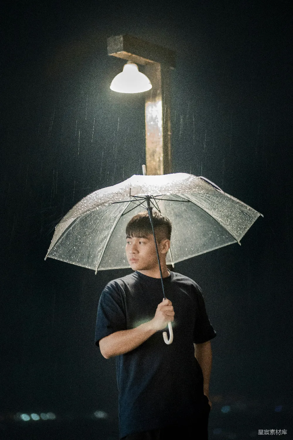 高清摄影 雨天 伞 孤独 城市 夜晚 雨中守护