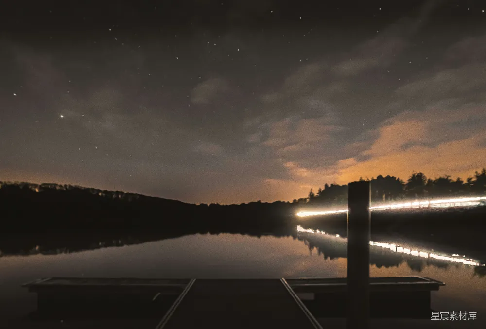 高清摄影 夜景 宁静 湖边 自然 摄影 湖边静谧的夜景