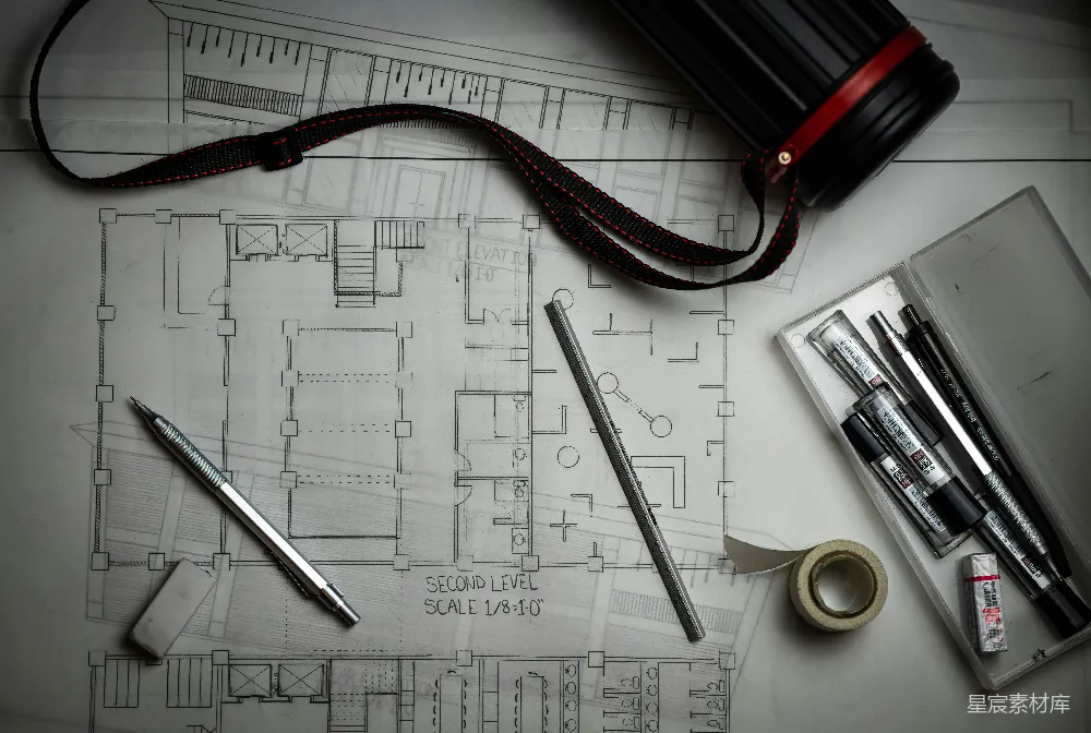 高清摄影 建筑图纸 设计工具 办公室场景 工程绘图 专业工具 建筑蓝图与工具