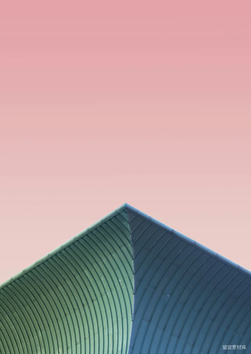 高清摄影 建筑 几何 粉色背景 简洁 现代 粉红天空下的建筑角落