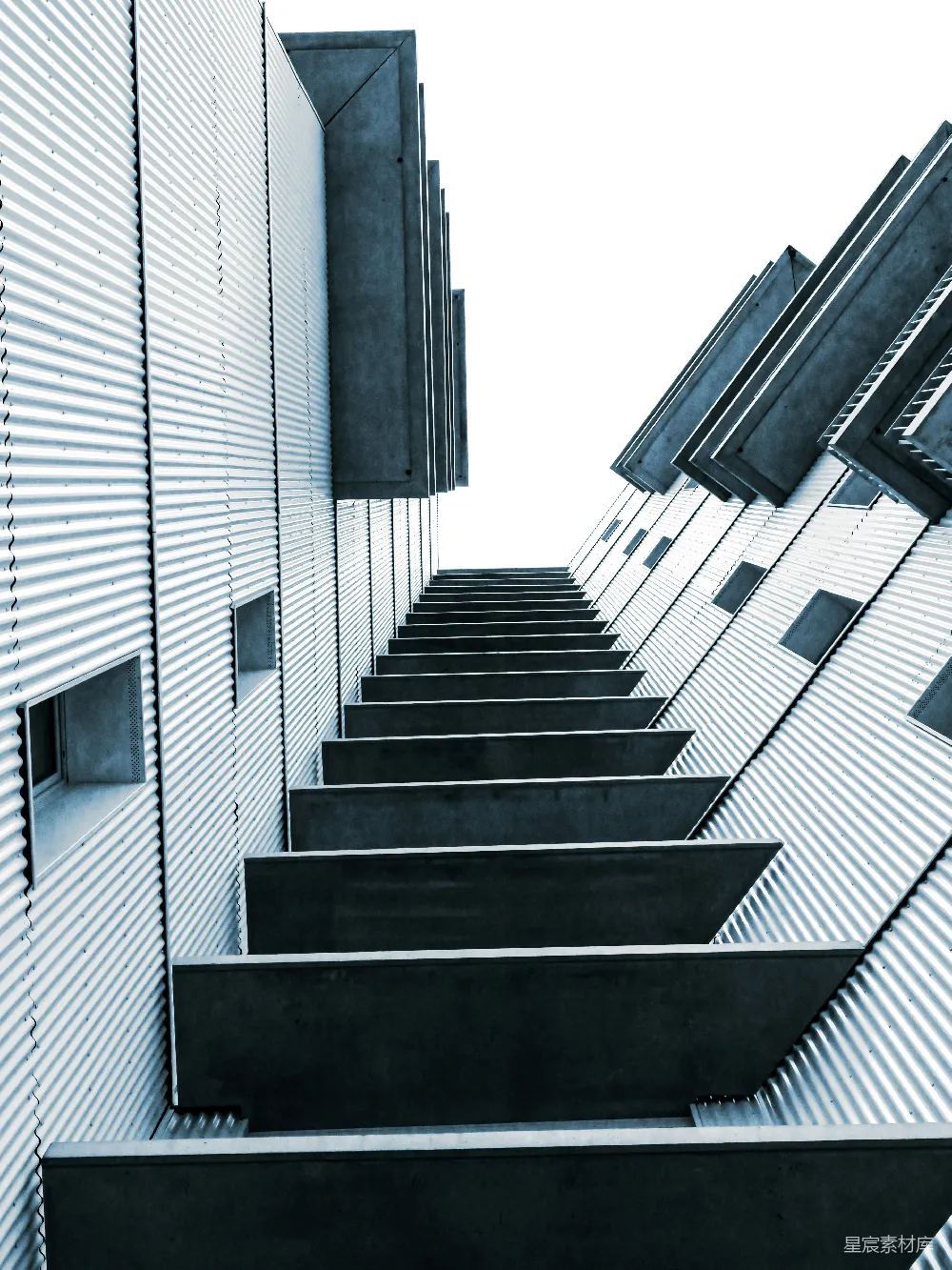 高清摄影 建筑 现代风格 几何线条 城市风光 抽象艺术 现代建筑中的阶梯视角