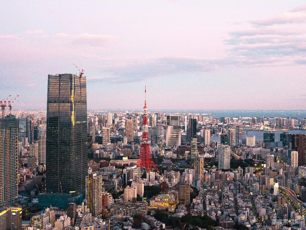 高清摄影 东京 城市风光 摩天大楼 黄昏 都市景观 东京塔与摩天大楼的黄昏景色