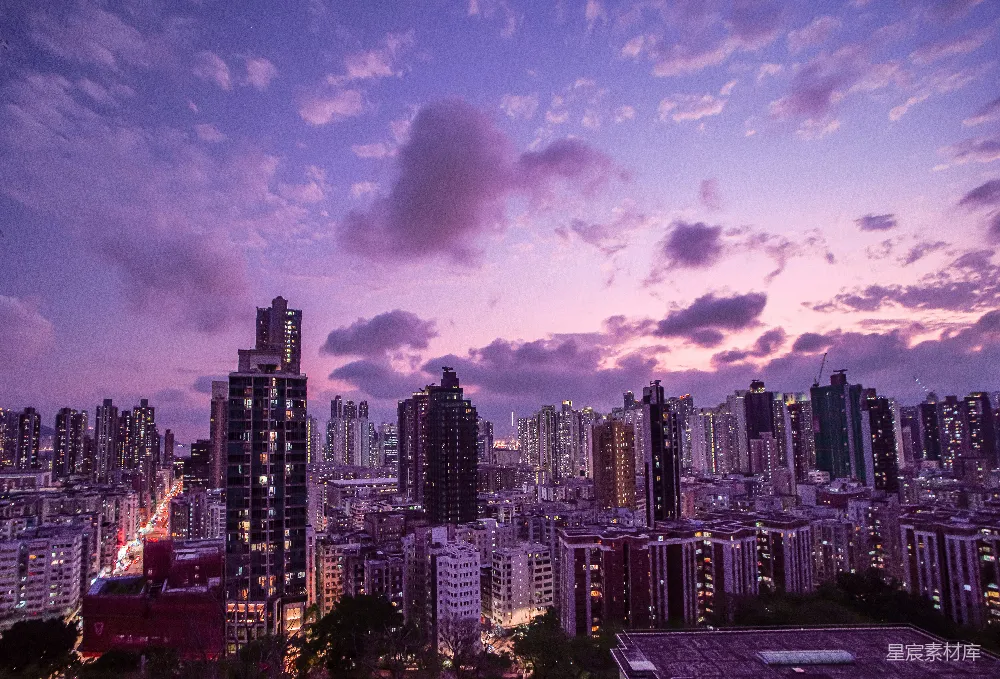 高清摄影 城市夜景 紫霞氛围 现代建筑 城市风光 浪漫 紫霞城·夜景