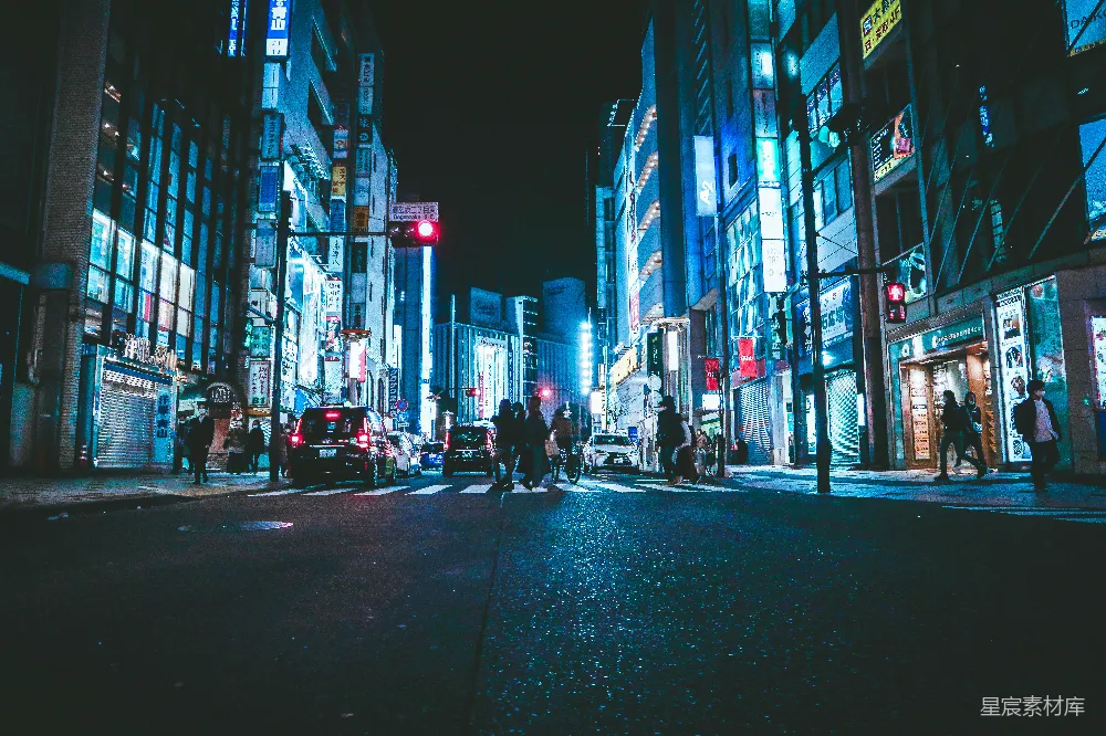 高清摄影 城市 夜晚 霓虹灯 街道 都市 夜晚霓虹下的城市街道