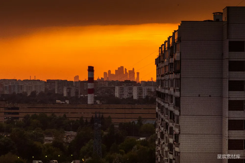 高清摄影 城市 日落 建筑 工业 风景 夕阳下的城市剪影