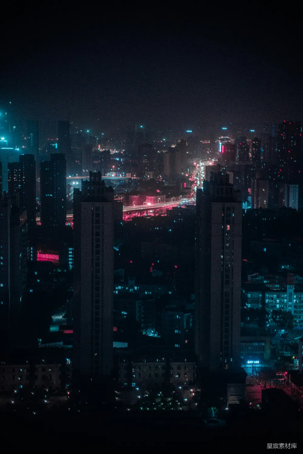 高清摄影 城市 夜景 霓虹灯 高楼大厦 都市 夜幕下的城市霓虹