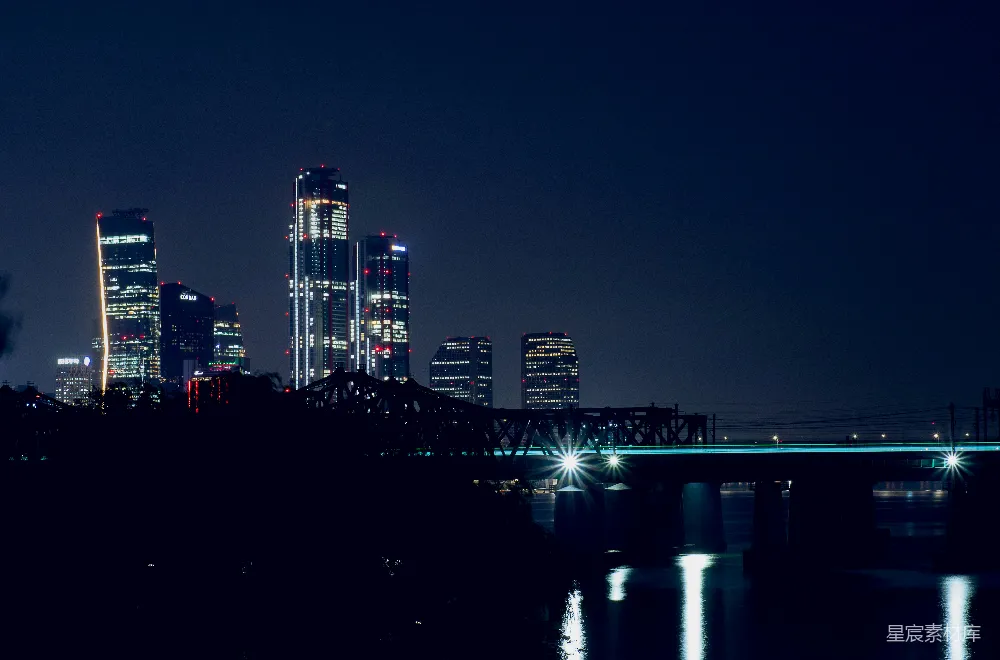 高清摄影 城市夜景 桥梁 现代建筑 都市风光 夜晚 都市夜景下的桥梁