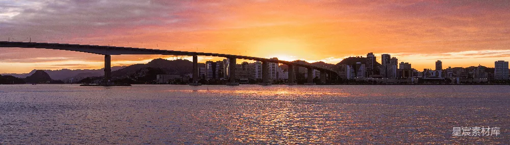 高清摄影 城市 日落 桥梁 自然风光 城市景观 日落时分的城市全景