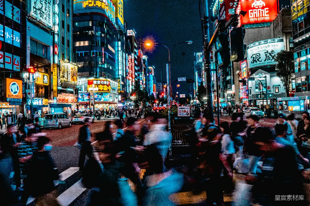 高清摄影 东京 夜景 繁华 都市 人群 东京街头夜景