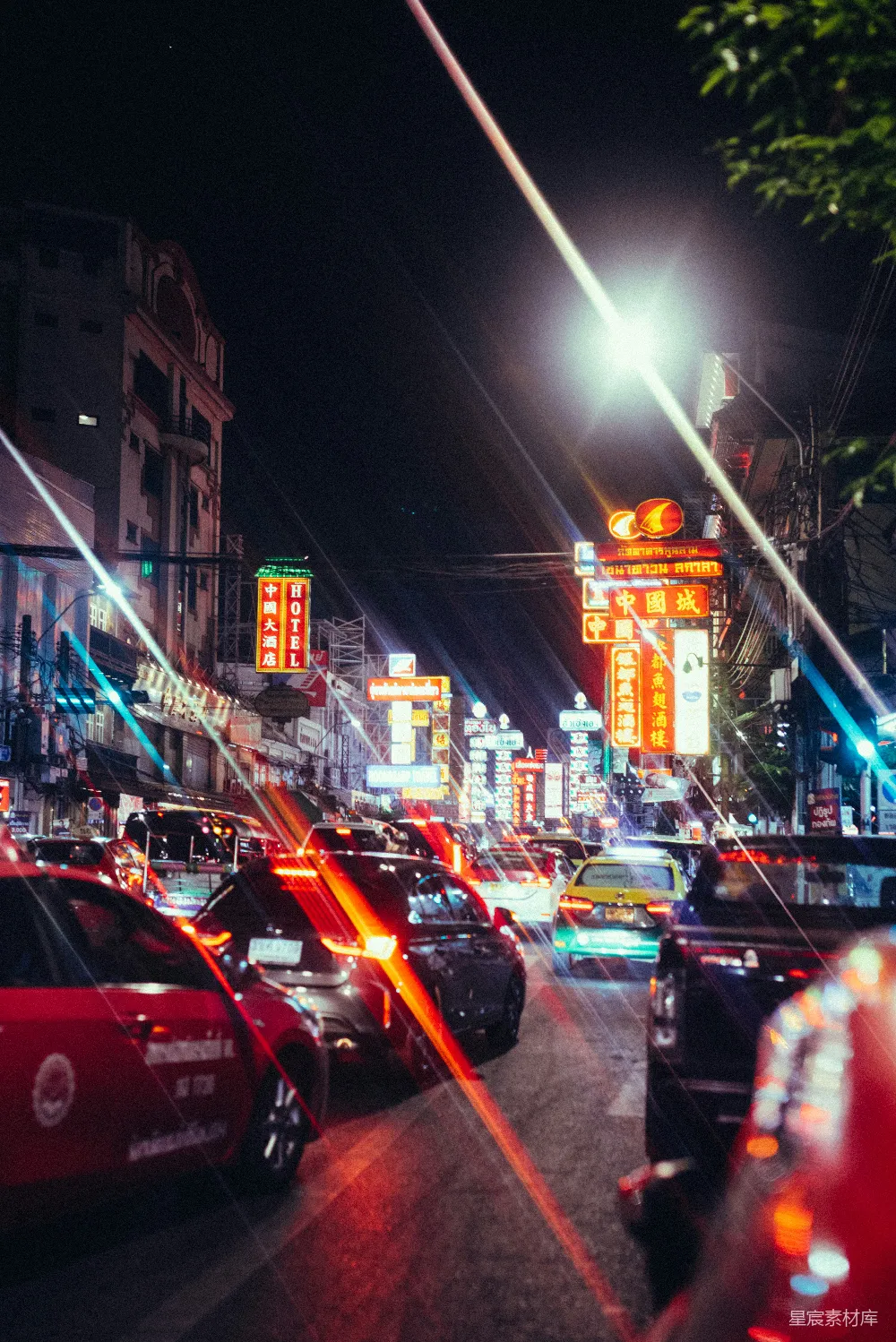 高清摄影 夜景 霓虹灯 城市生活 街景 交通 夜色中的华埠霓虹