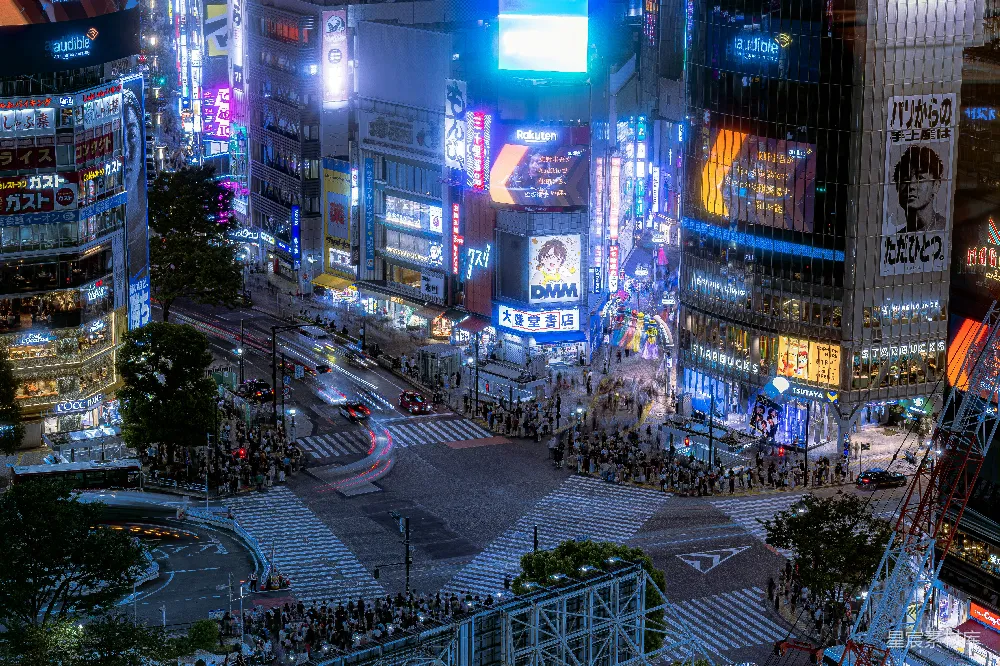 高清摄影 东京 涩谷 夜晚 霓虹灯 都市 东京涩谷夜晚霓虹灯海