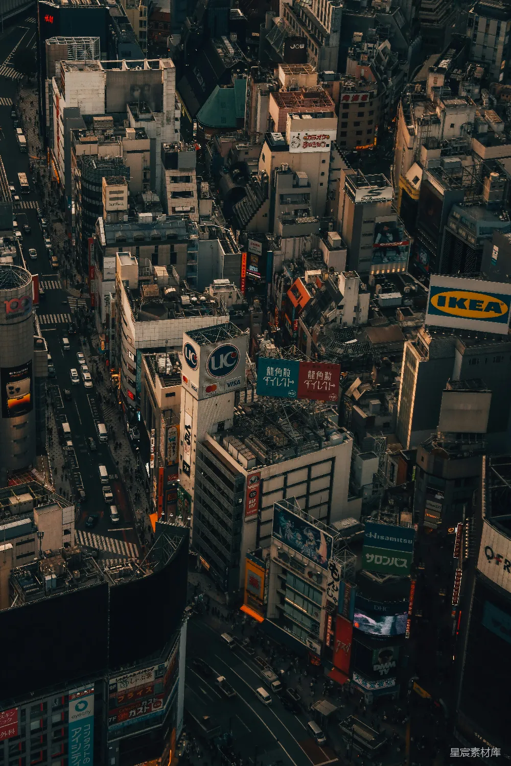 高清摄影 东京 城市 俯瞰 街道 广告牌 东京街头俯瞰