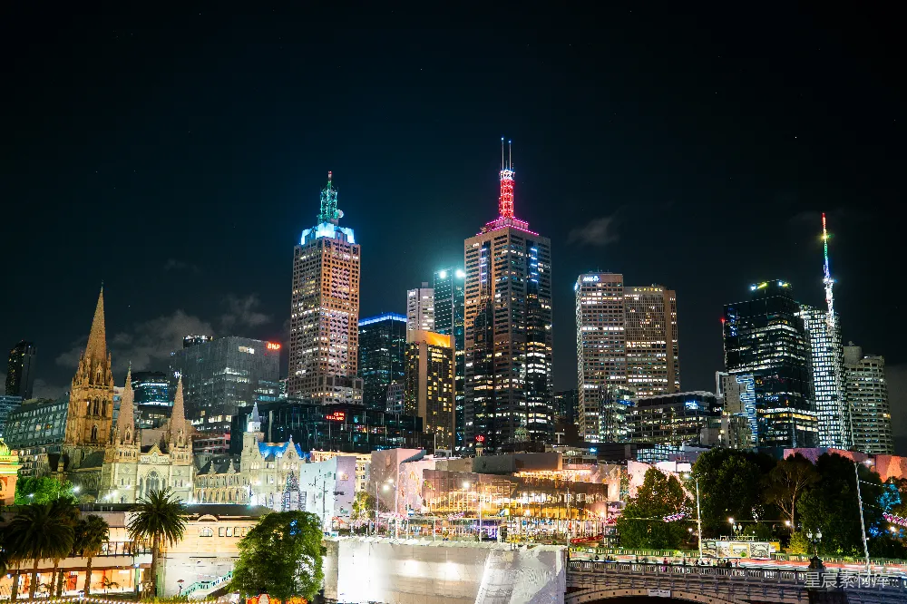 高清摄影 城市夜景 现代建筑 都市风光 夜景摄影 旅游目的地 夜幕下的墨尔本天际线