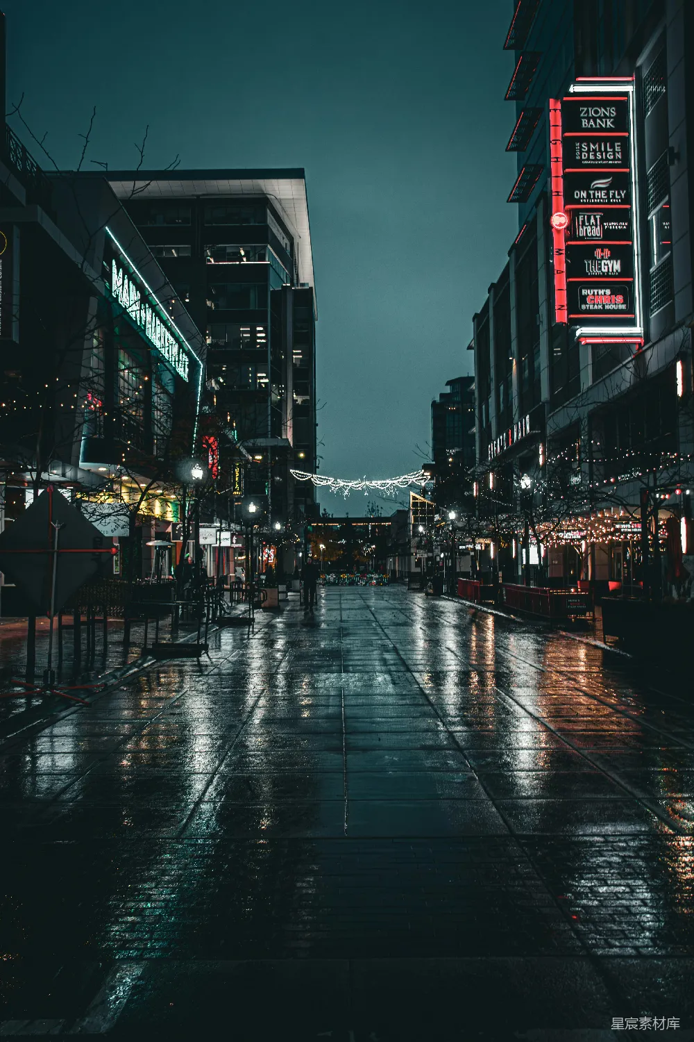 高清摄影 城市 夜景 街道 霓虹灯 雨后 夜幕下的城市街道